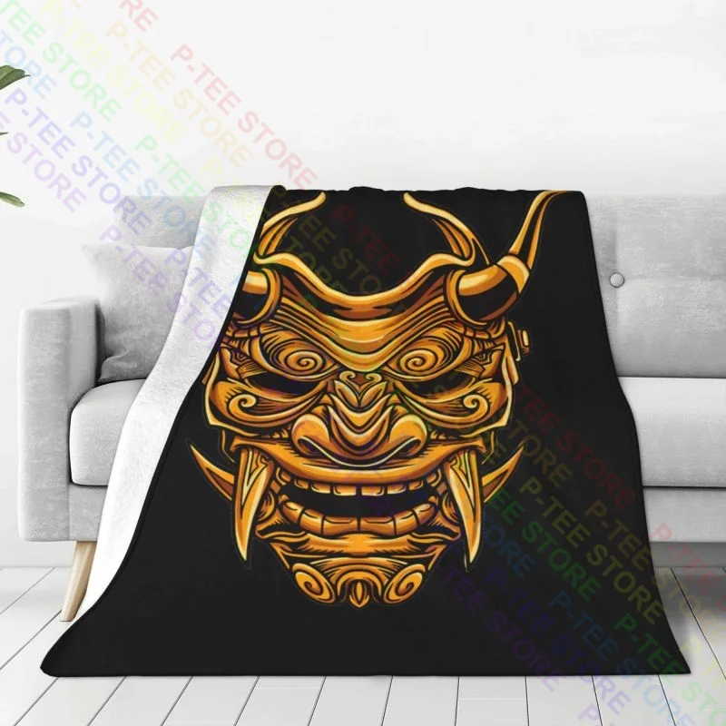 Golden Devil Samurai Mask Blanket High For Bed Lightweight Sofa Dedicated Machine Washable