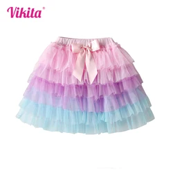 VIKITA Girls Tulle Tutu Skirts Kids Princess Layered Ball Gown Pettiskirt Ballet Dance Party Birthday Cake Sweet Mini Skirt