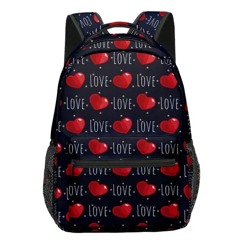 Mochilas escolares juveniles Hip Hop Kpop, bolsas de viaje Unisex con corazón de amor, mochilas de hombro impermeables Oxford con estampado 3D para Notebook