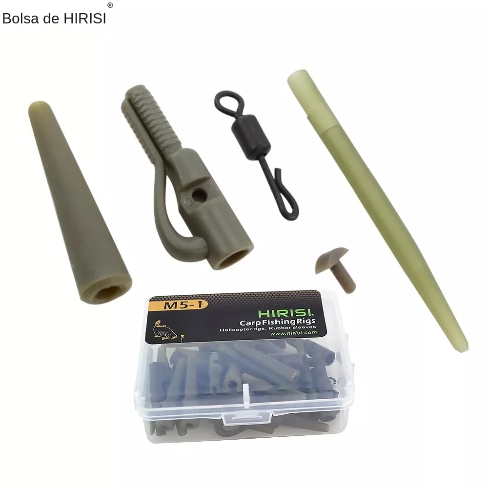 Hirisi 40 x Carp Fishing Safety Lead Clips Tail Rubber Cone Anti Tangle Sleeve Quick Change Swivels Fishing Accessories Rig M5-1