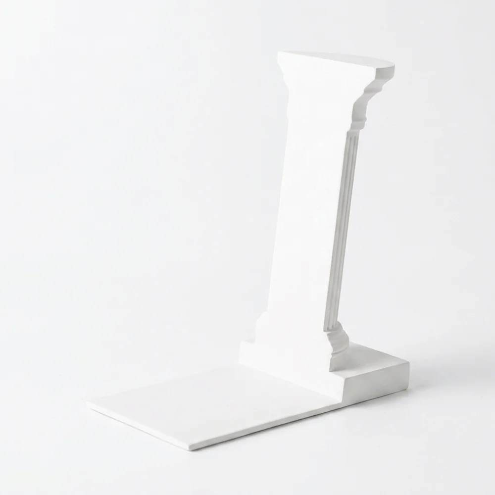 1 Pair L-Shape Roman Column Book End Artistic Stable Architecture Style Bookend Black White 3D Printing Book Holder