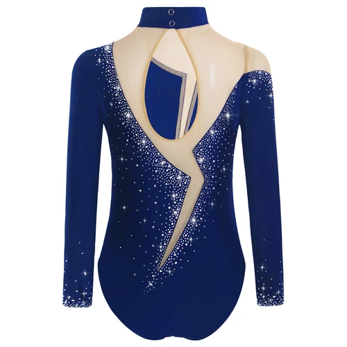 Imagen 2 del producto Leotardos de gimnasia para niñas, Jersey de Ballet con diamantes de imitación, mono, gimnasia rítmica, patinaje artístico, traje de baile