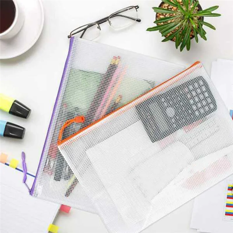 A29F-Tas File Grid Tas File Ritsleting Tas Kotak File Toko Tas Penyimpanan Jaring Tas File Transparan Tas Penyimpanan Data Pengiriman