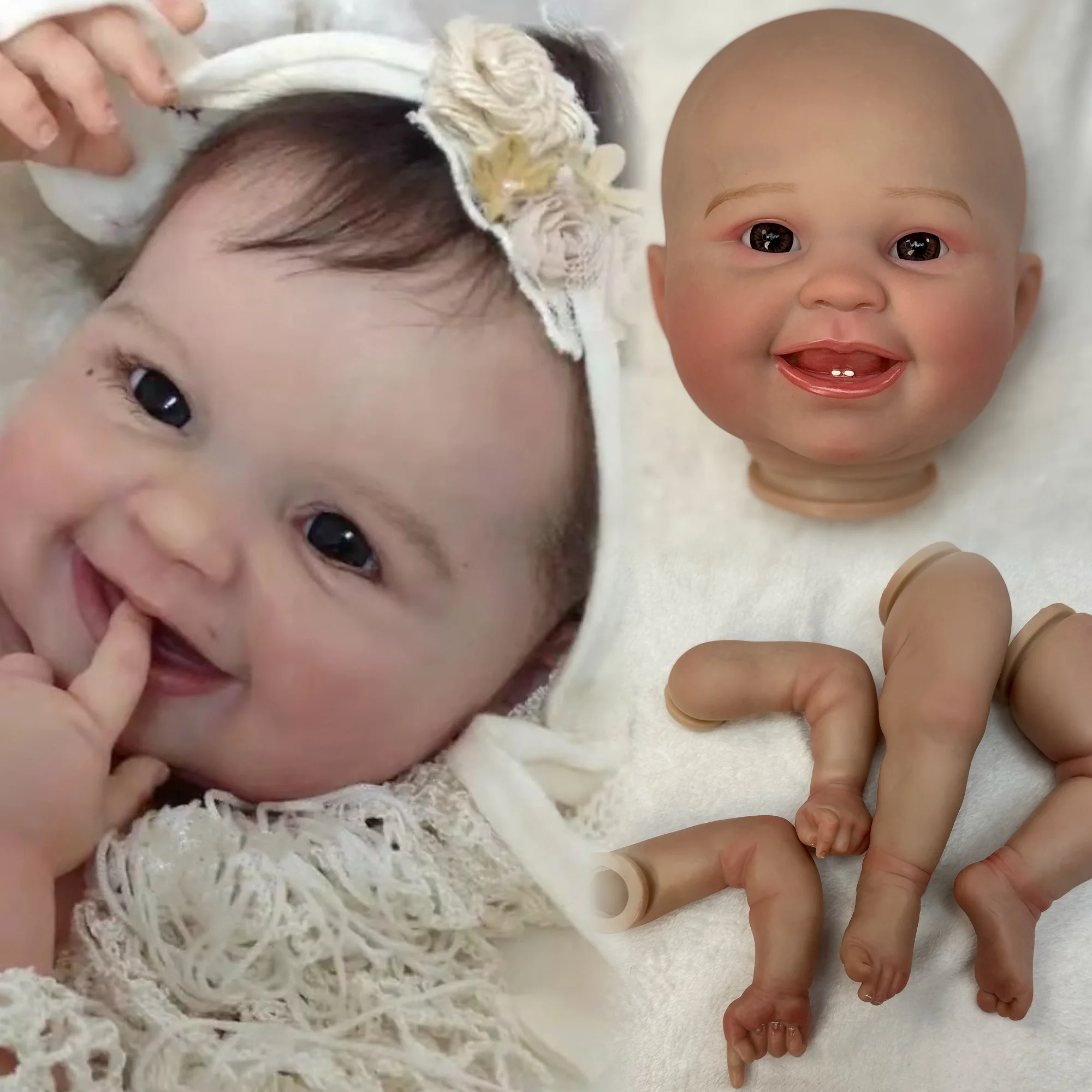 50CM Juliana Painted Bebe Reborn Doll Kits Cute Newborn Baby Doll Parts Soft Vinyl Reborn Doll Kits Semi-Finished DIY Doll Toys