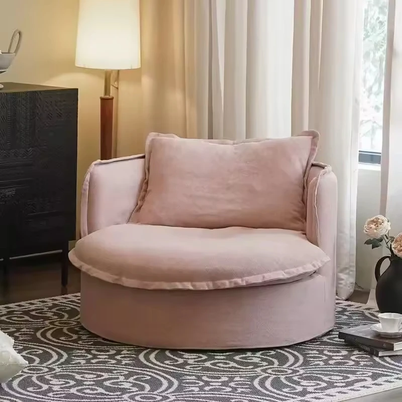 

Круглый диван из льняной хлопковой ткани, полностью съемный чехол, кресло-шезлонг в ретро-стиле из ткани.