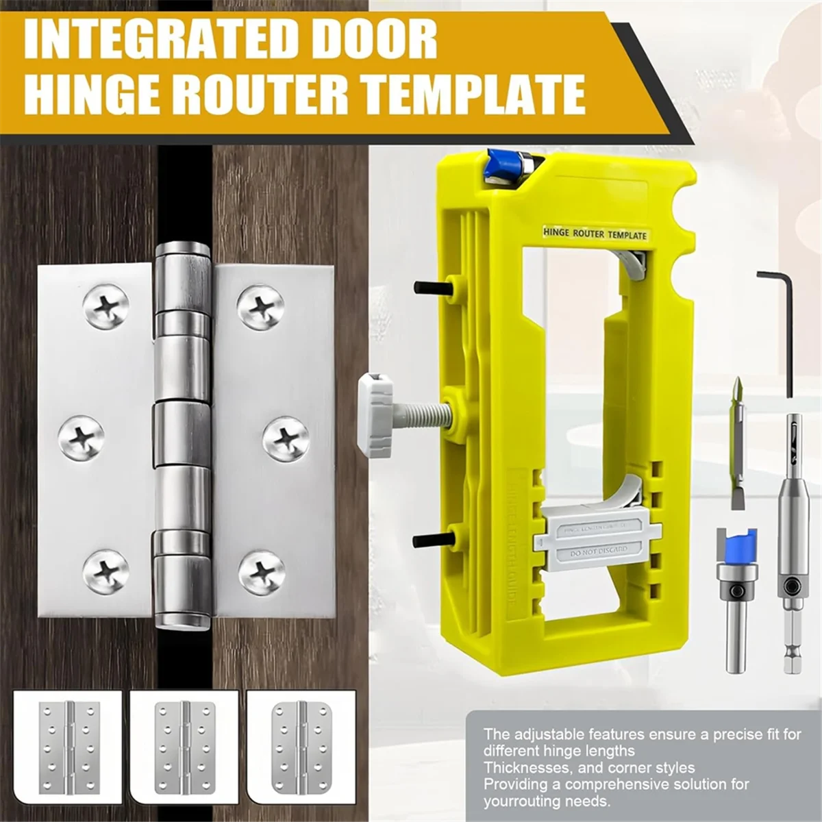 

A002 Door Hinge Jig Door Hinge Router Template for 3 Inch to 5 Inch Length and 1/4 Inch or 7/8 Inch Thickness for Doors Only