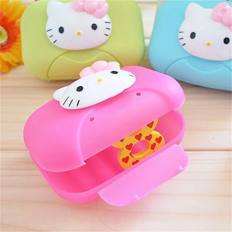 Sanrio Kawaii Hello Kitty KT Cat Cartoon Soap Box  Pink Kawaii Travel Portable Leak Proof Storage Box  Anime Accessories