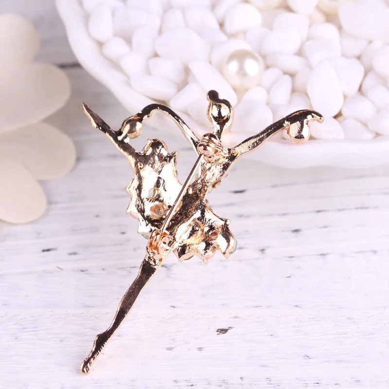 Fashion Shinning Crystal Dancing Girl Brooches Women Rhinestones Ballerina Brooch Pin Clothing Dress Jewelry Decoration Pin