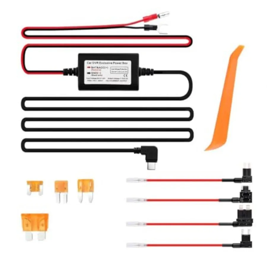 

9.68Ft Dash Cam Hardwire Kit USB C12V-30V to 5V Hardwire Kit for Dash Camera for Cars with Low Voltage Protection Dashcam Hardw