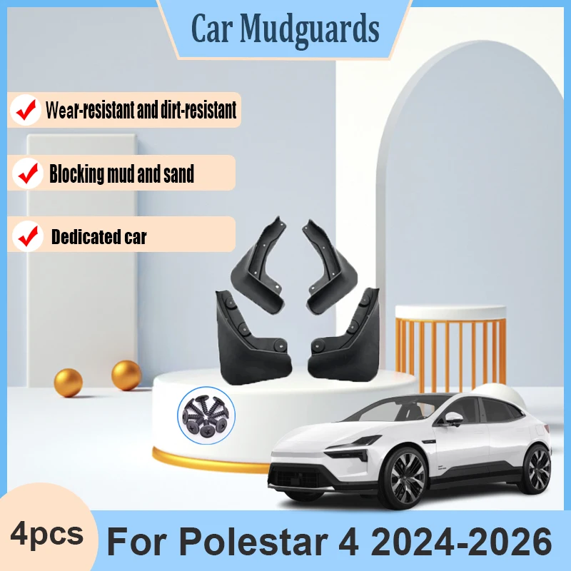 

For Polestar 4 2024 2025 2026 Car Accessories Dust-proof Mudguard MudFlaps Fender Guards Splash Protect Mudguards Wheel Parts
