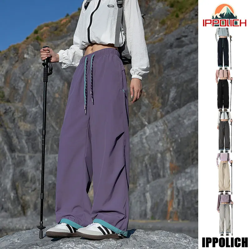 Women Hiking Pant Autumn Outdoor Waterproof Camping Climbing Paratrooper Pants Elastic Waist Breathable Trekking Cargo Trousers
