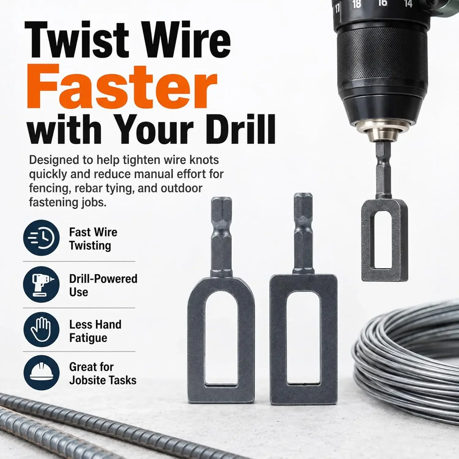 Electric Drill Wire Twisting Tools,1/2pcs Semi-Automatic Rebar Tie Tool,Concrete Metal Wire Twisting Pullers For DIY Renovation
