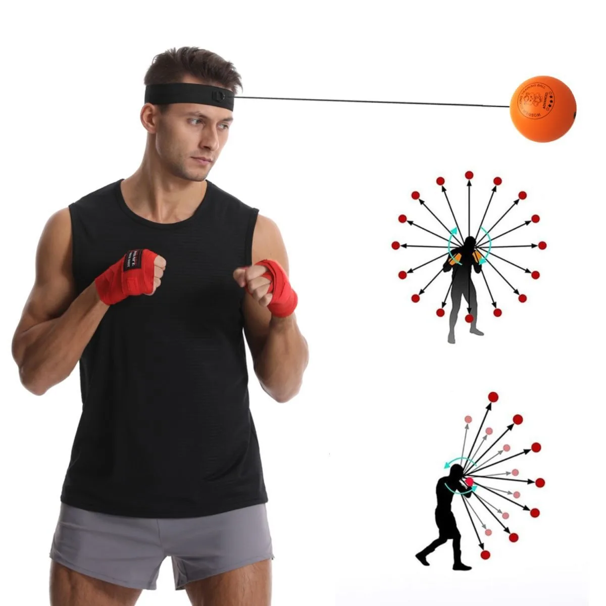 Adjustable Head Mounted Boxing Reflex Ball Set Fight Speed Training Ball Hand-Eye Coordination Home Fitness Boxing Equipment