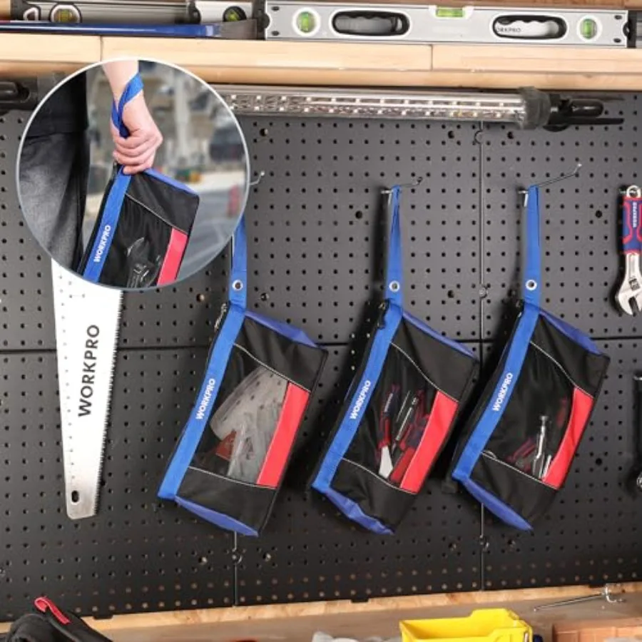 12 bolsas de ferramentas com zíper, bolsa de ferramentas pequena resistente para oficina, garagem e canteiro de obras, ideal para organizadores de ferramentas e