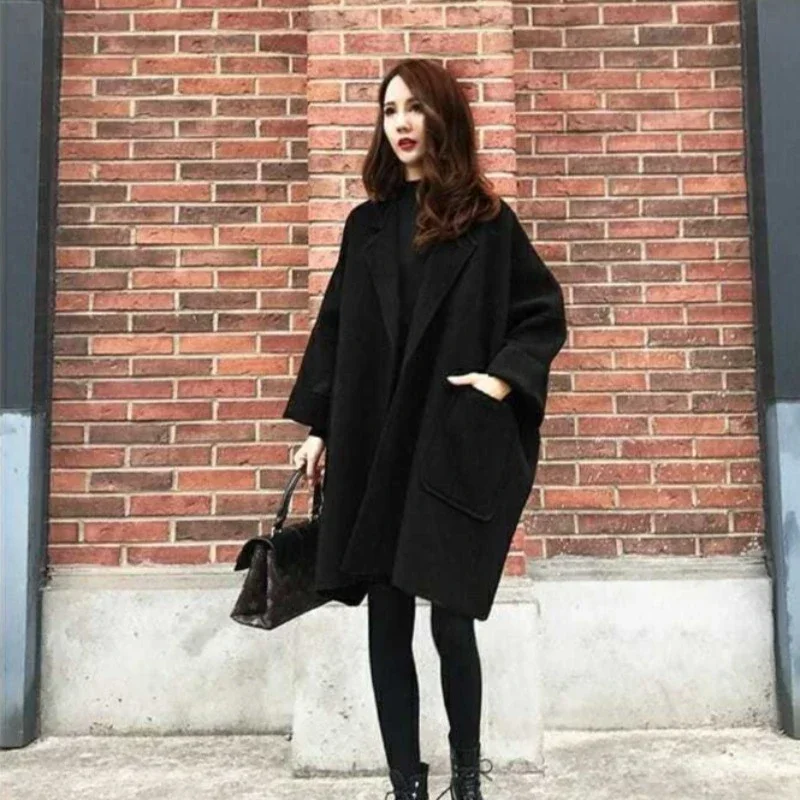 Casual Mixtures Jacket Woman Plain Novelty High Quality Trench Wool Blend Coat for Women Hot Fashion 2024 New In Luxury Medium