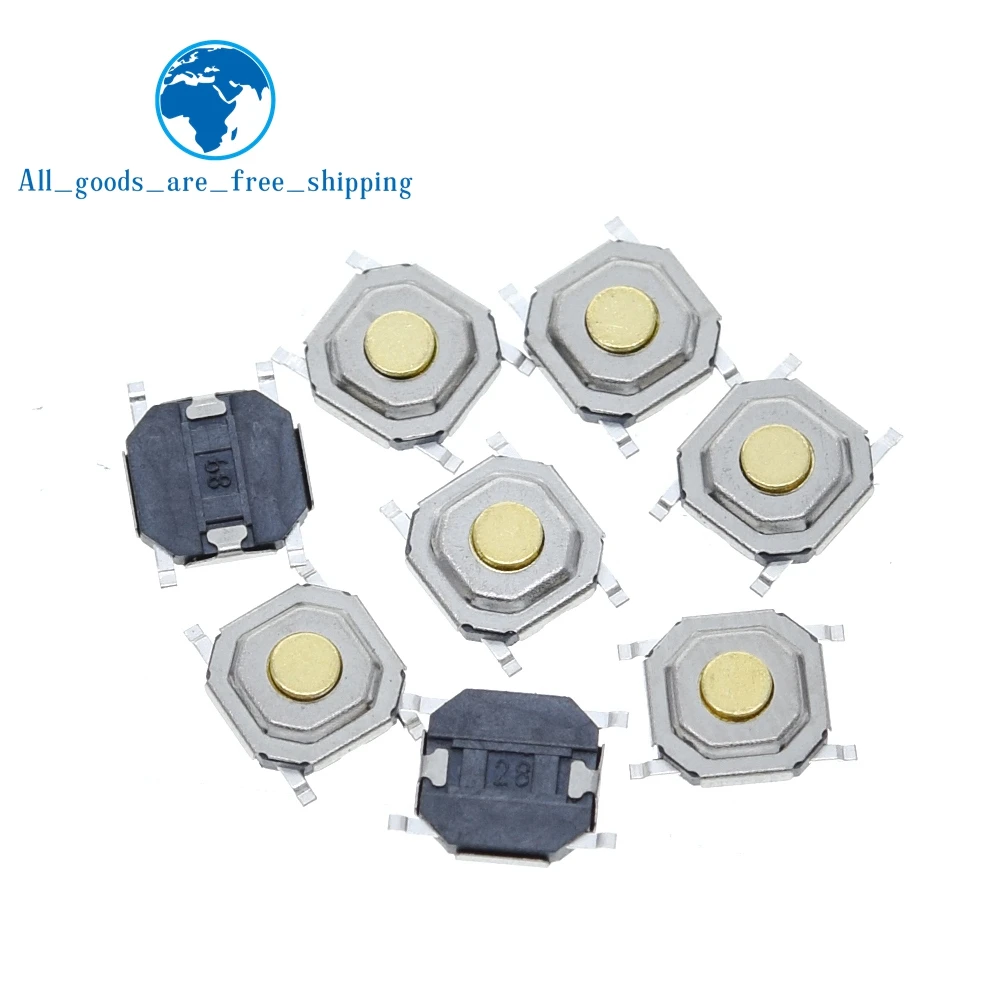 100 шт./лот SMD 4*4*1,5 мм 4x4x мм тактильный тактовый Кнопочный микропереключатель мгновенного действия для diy
