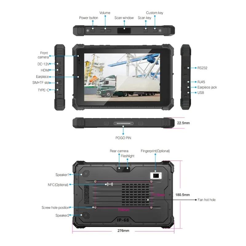 NEW Cenava W10Y 10.1 Inch Win 11 Rugged Tablet PC 700nits Sunlight Readable Nfc UHF with 1D 2D Scanner Waterproof Pc