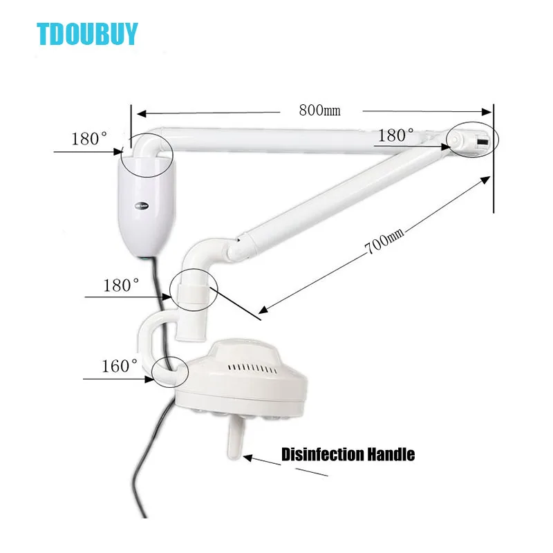 TDOUBUY 30W Hochey Medical Wall Mounted Dental LED Surgical Medical Exam Light Shadowless Lamp