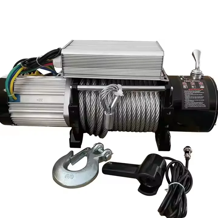 Heavy-Duty 15Ton Electric Road Winch Metal Wire Rope Hoist For Jeep Truck Off-Road Recovery Farm Rescue For Retail Restaurant