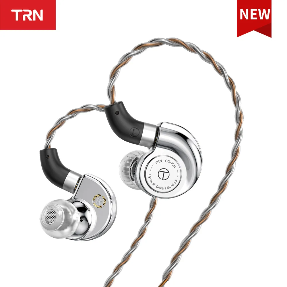 TRN Conch High-performance DLC Diaphragm Dynamic HiFi Earphones In-Ear Monitor with Detachable Cable for Audiophile Musician