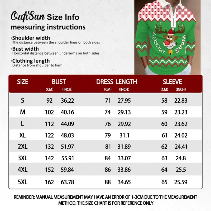الرجال عيد الميلاد على غرار سحاب أكمام طويلة قميص بولو ثلاثية الأبعاد الكرتون شجرة عيد الميلاد نمط مريح تنفس قميص رجالي #4