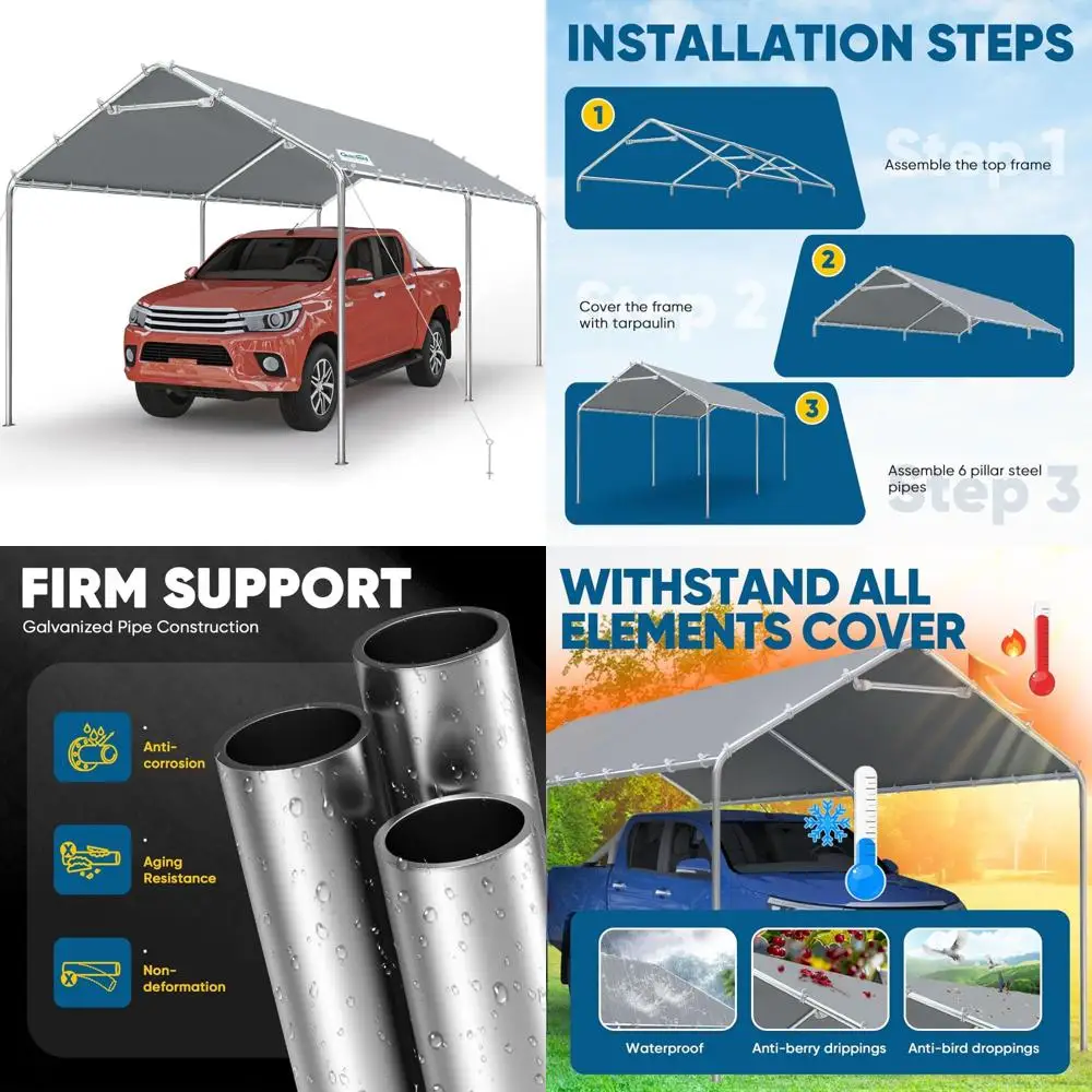 الثقيلة 10x20 قدم مرآب المظلة في الهواء الطلق المرآب المأوى عززت هيكل قارب خيمة سيارة حماية طويلة الأمد #1