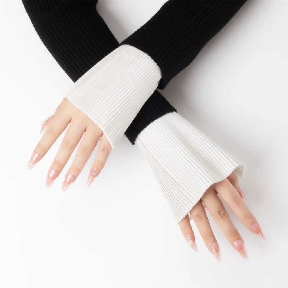 Detachable Dual-piece Set Organ Pleats Fake Collar Flared Fan-shaped Drape Adjustable Ribbon Tie Short Wrist Cuffs