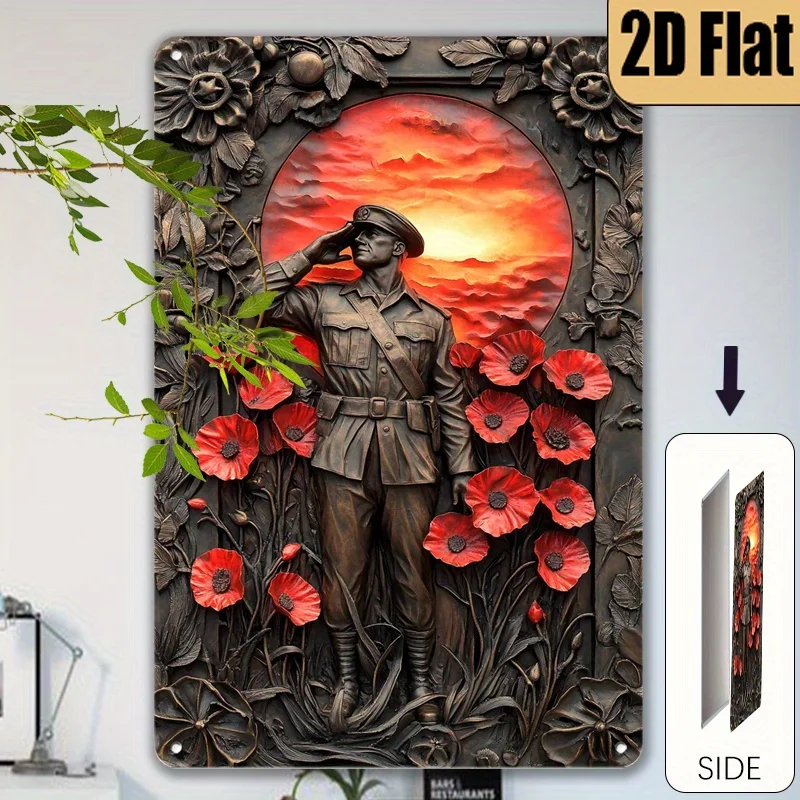 2D Flat Vintage Rectangular Metal Wall Plaque, 