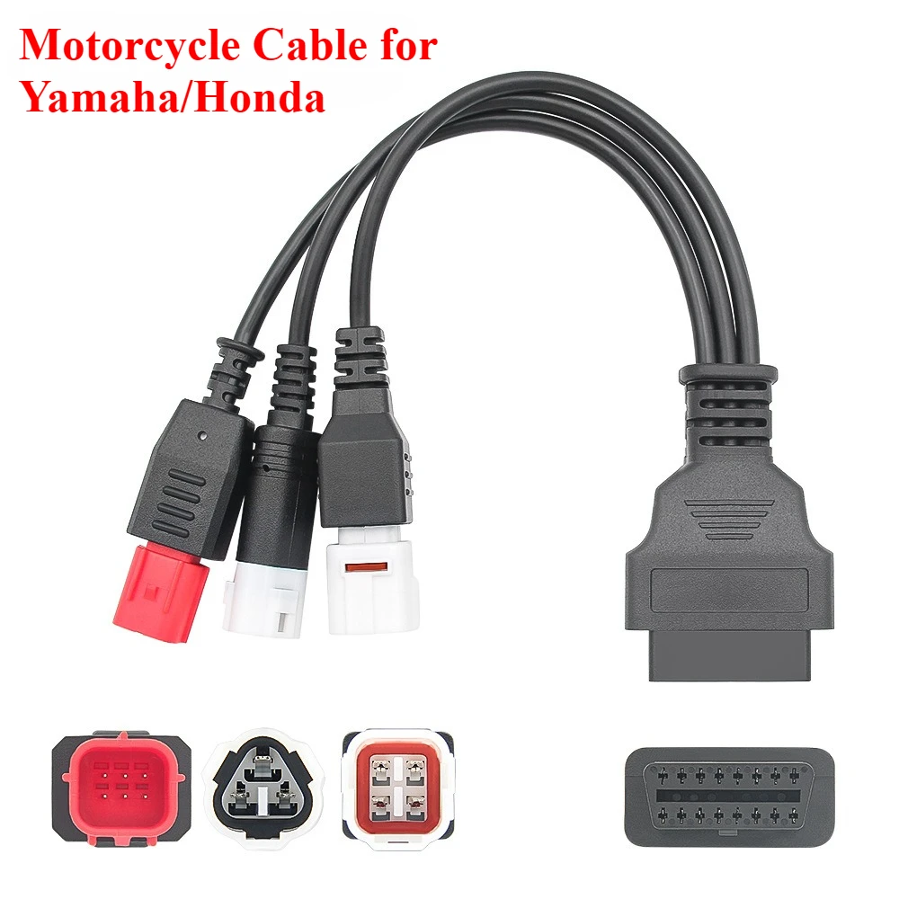 3 in 1 Motorcycle OBD2 Adapter Cable for Yamaha 3pin 4pin For Honda 6pin to OBD2 16PIN Diagnostic Connector Extension Cable OBD2