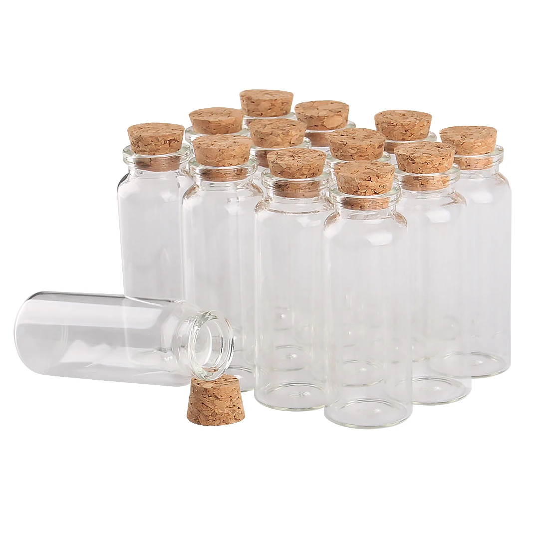 

12 pieces/lot 10ml 15ml 20ml 25ml 30ml 40ml 45ml 50ml 55ml 60ml Glass Bottles With Cork Stopper Spice Jars Glass Vessels Crafts