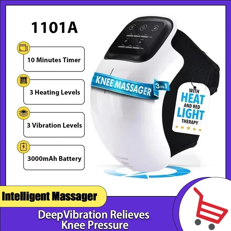 

Беспроводной массажер для колена, красный свет и массажная терапия со светодиодным экраном, 3-уровневое инфракрасное тепло и вибрация, подарки для мужчин и женщин