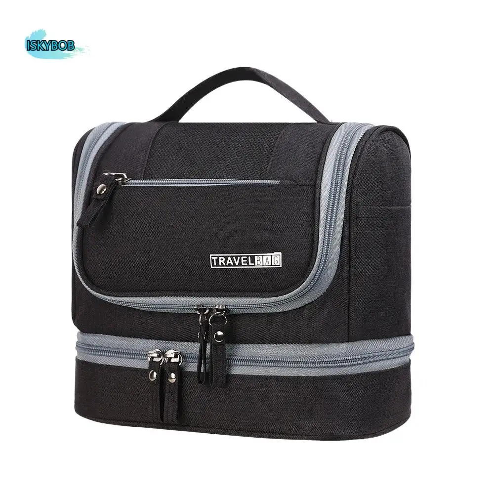 

Solid Color Hanging Makeup Bag Multifunctional Oxford Cloth Cosmetic Bag Large Capacity Dry-wet separation Toiletry Bag Unisex