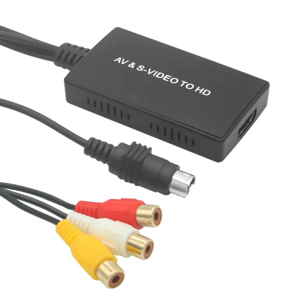 Adapter LccKaa 1080P AV RCA CVBS SVideo na HDMI kompatybilny z HDTV DVD STB, kompatybilny z konwerterem wideo PS2/PS3 AV S-VIDEO