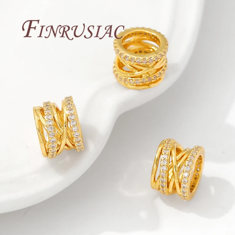 7.6 مللي متر * 10 مللي متر خرز بفتحة كبيرة ، خرز فاصل مطلي بالذهب عيار 18 قيراط لصنع الأساور ، خرزة لإكسسوارات القلادة ، نتائج ذاتية الصنع