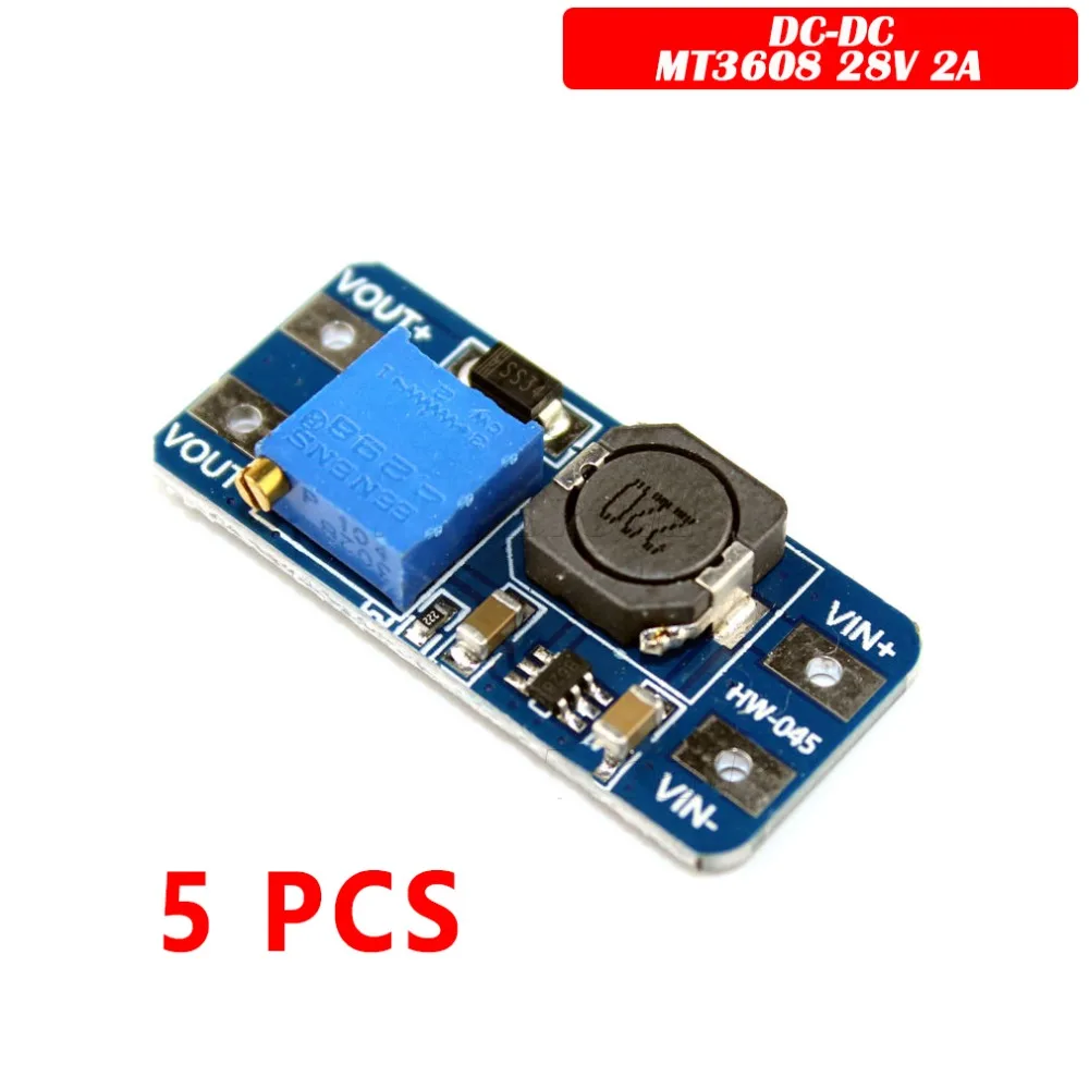 5PCS MT3608 DC-DC Step Up Converter Booster Power Supply Module Boost Step-up Board MAX Output 28V 2A