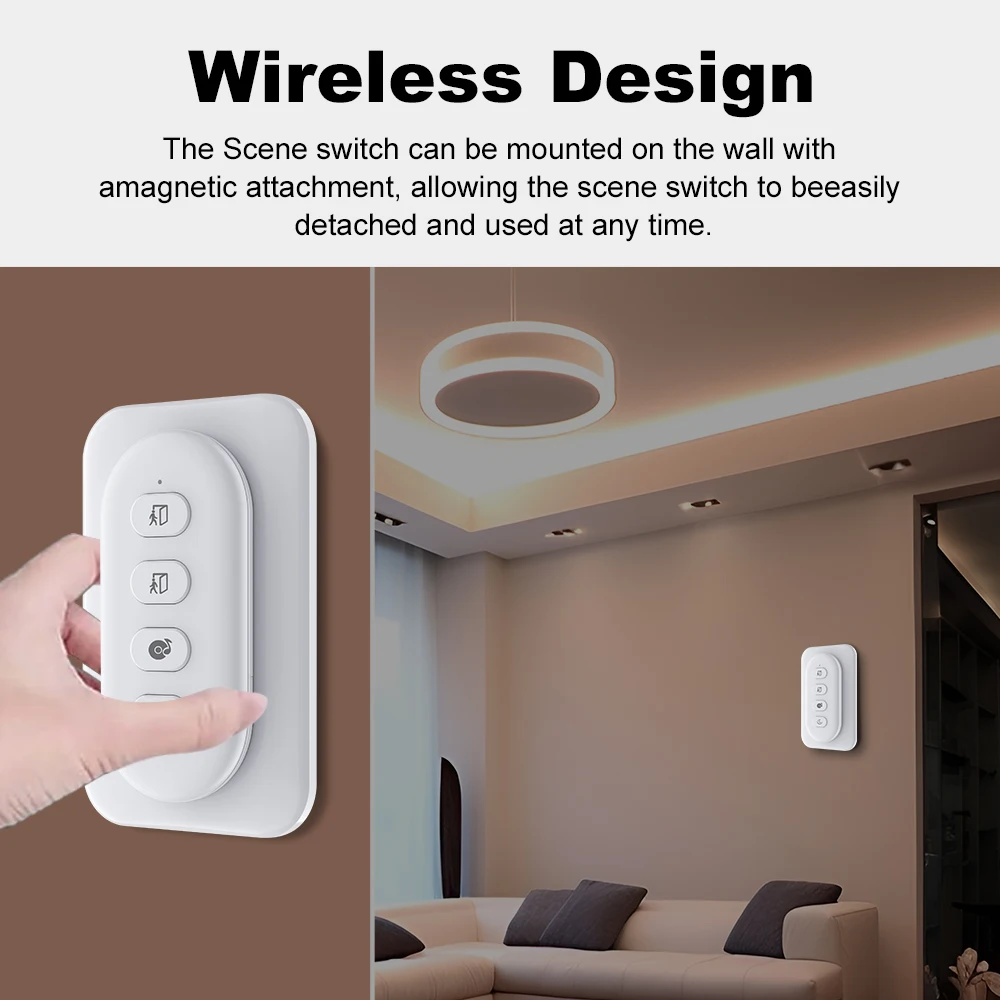 Tuya Zigbee Smart Scene Switch 4 Gang 12 Scene Wireless Push Button Switch Battery Powered Smart Home Automation Scenario Switch