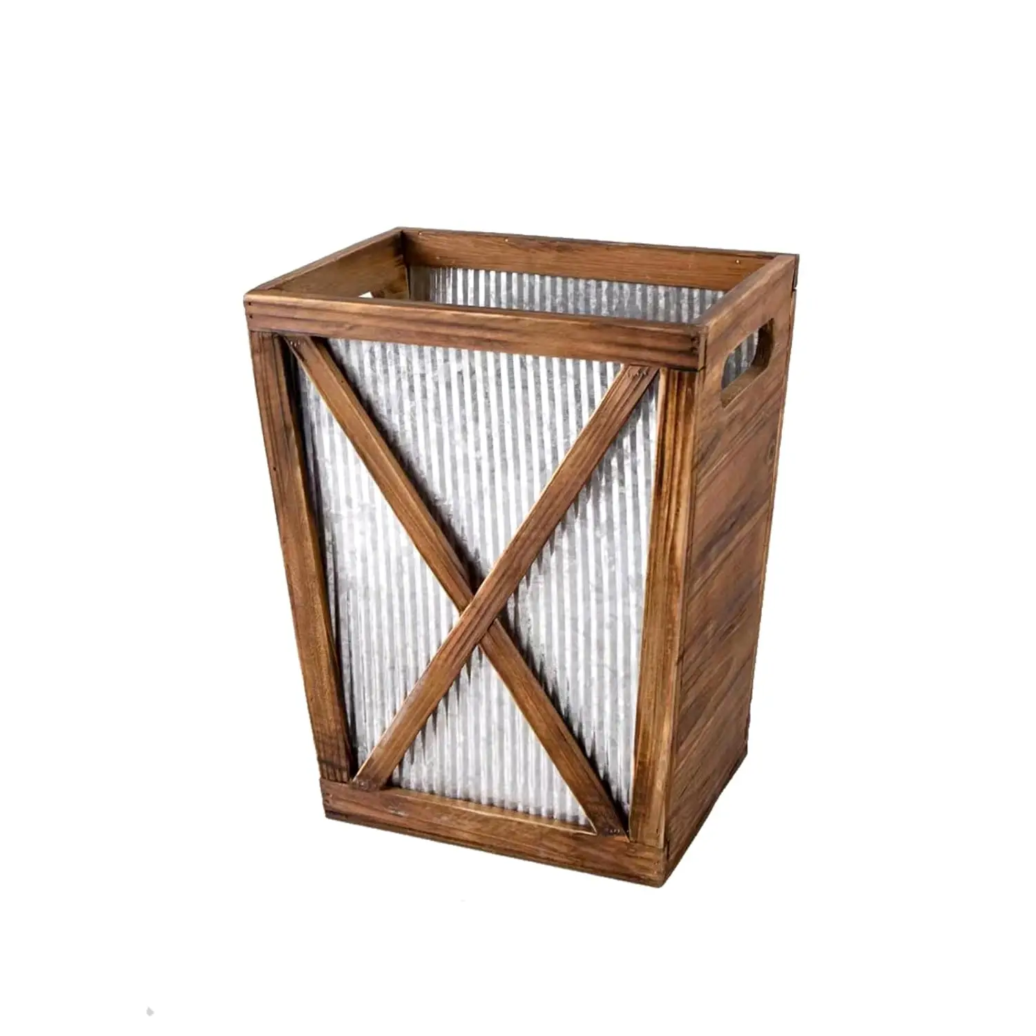 

Wood Trash Can Wastebasket, Decorative Barn Door Garbage Can Waste Basket, Rustic Distressed Rectangular Trash Bin,