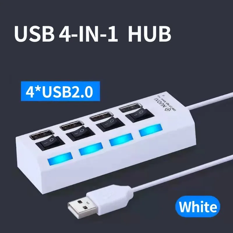 Portable Multiple USB Port Expander With Switches 4/7 Ports Super Speed 5Gbps Power Adapter For PC Multi Ports USB HUB 2.0