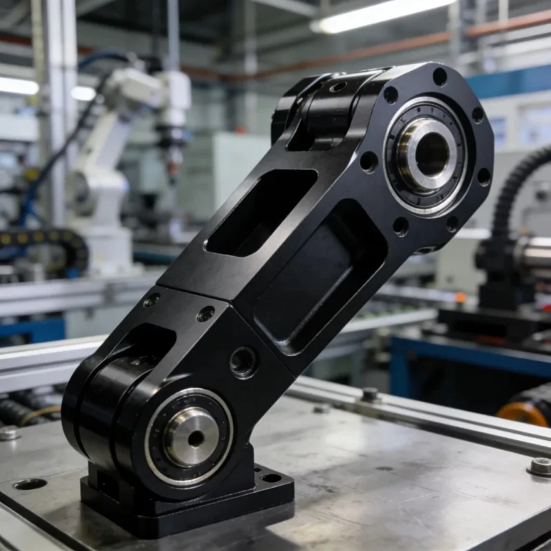 Black Anodized Aluminum Robot Actuator Housing 5‑Axis CNC Milling for Automation Industrial Equipment Accessory