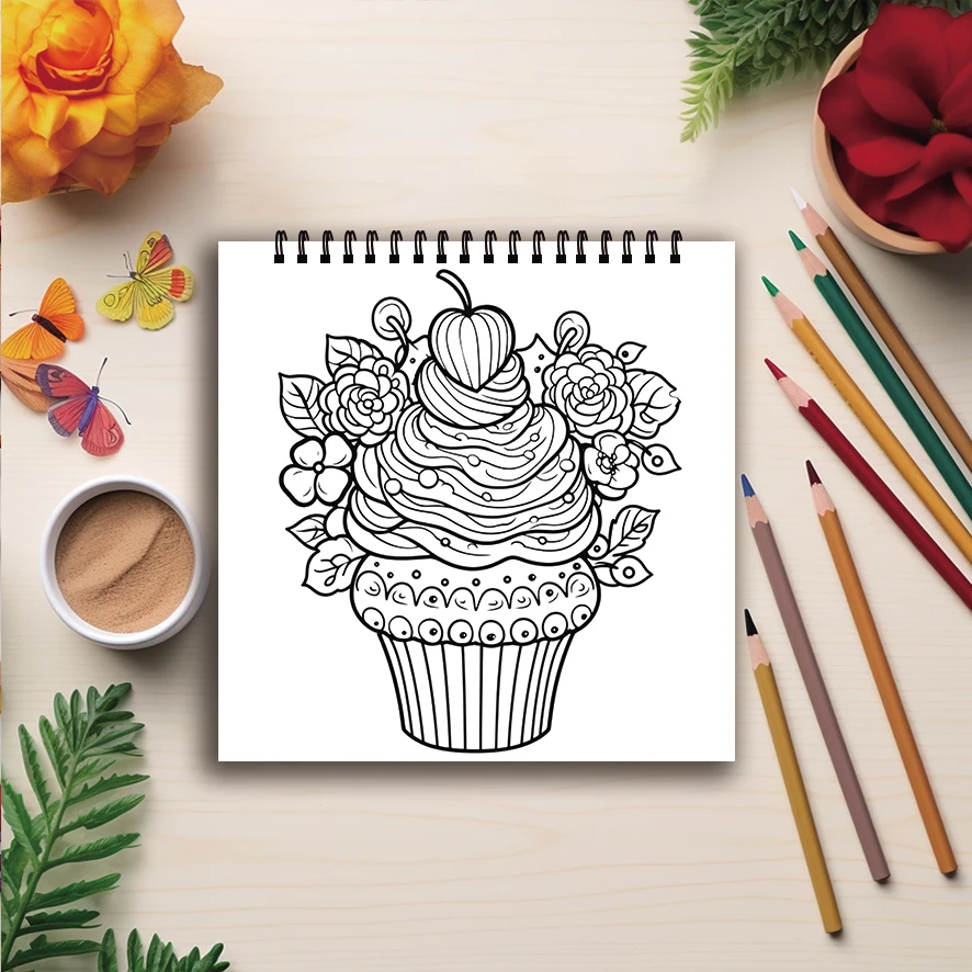 Livro para colorir - 7,87x 7,87 polegadas Livro para colorir bolo de 32 páginas - presente perfeito para família ou amigos