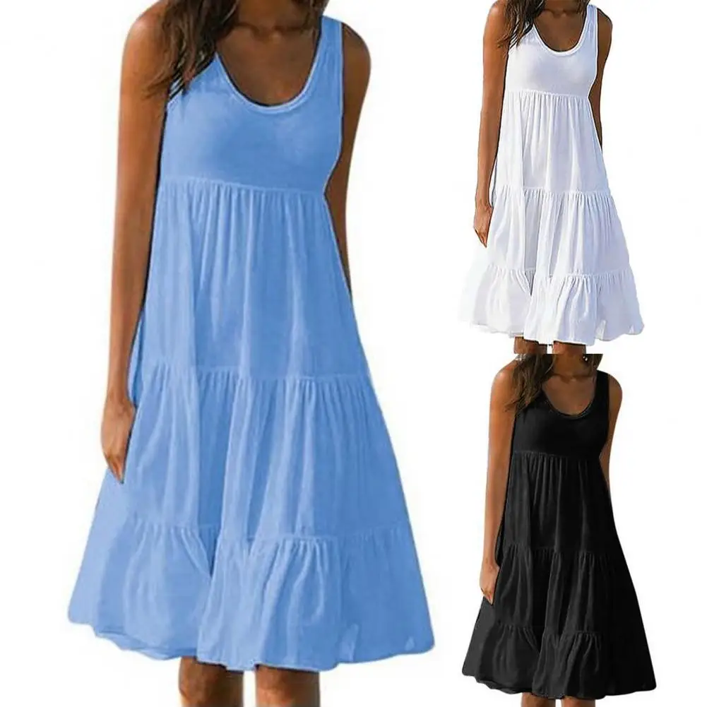 

Women Dress Thin Beach Dress Skin-friendly Loose Fashion Splicing Large Hem Women Dress