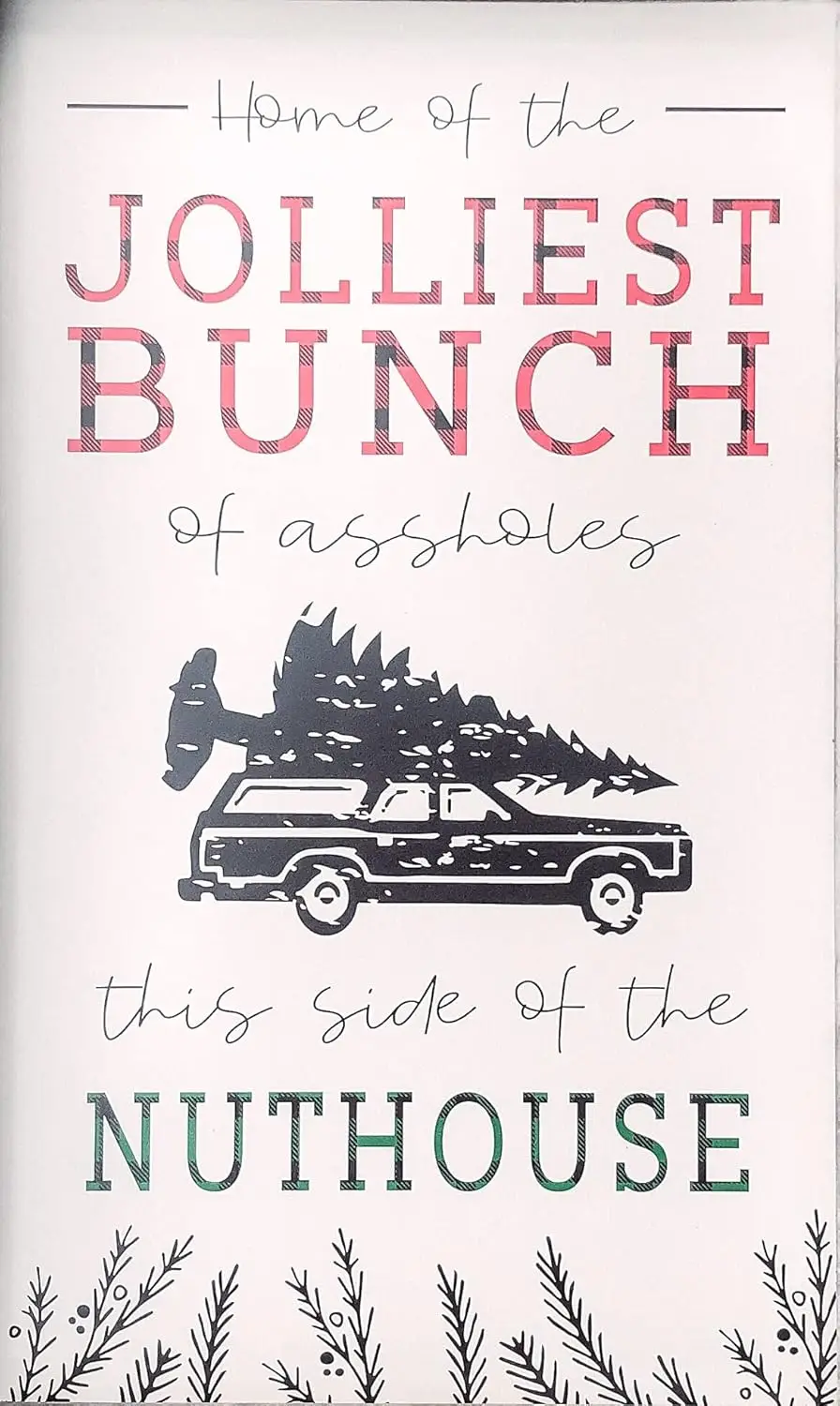 Home of The Jolliest Bunch Assholes Sign Christmas Vacation Decor Metal Tin Signs Vintage 16x12