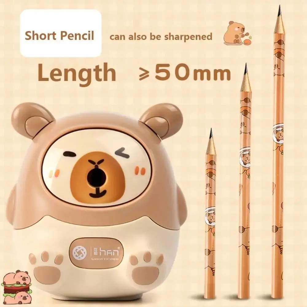 Hand Crank Capybara Pencil Sharpener Cartoon Anti Sticking Manual Pencil Sharpening Tool Automatically Enters Labor-Saving