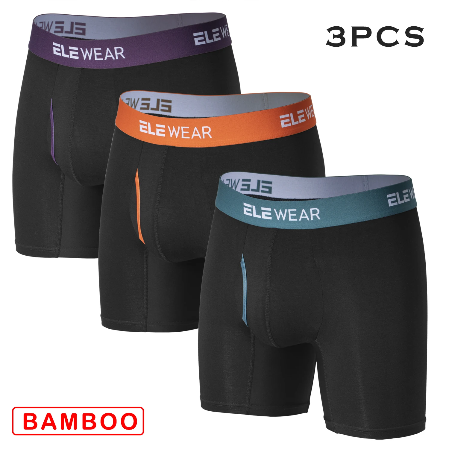 3 قطعة ملابس داخلية للرجال من الخيزران الملاكمين مع فتح تنفس Boxershorts الرجال سراويل داخلية حجم كبير الملاكمين الموضة موجز