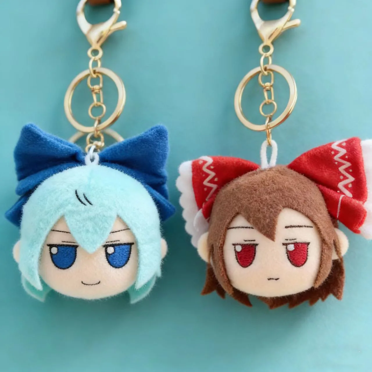 Touhou Project Reimu Hakurei & Cirno Plush Doll Keychain Charm, Cute Cotton Figure Pendant Gift