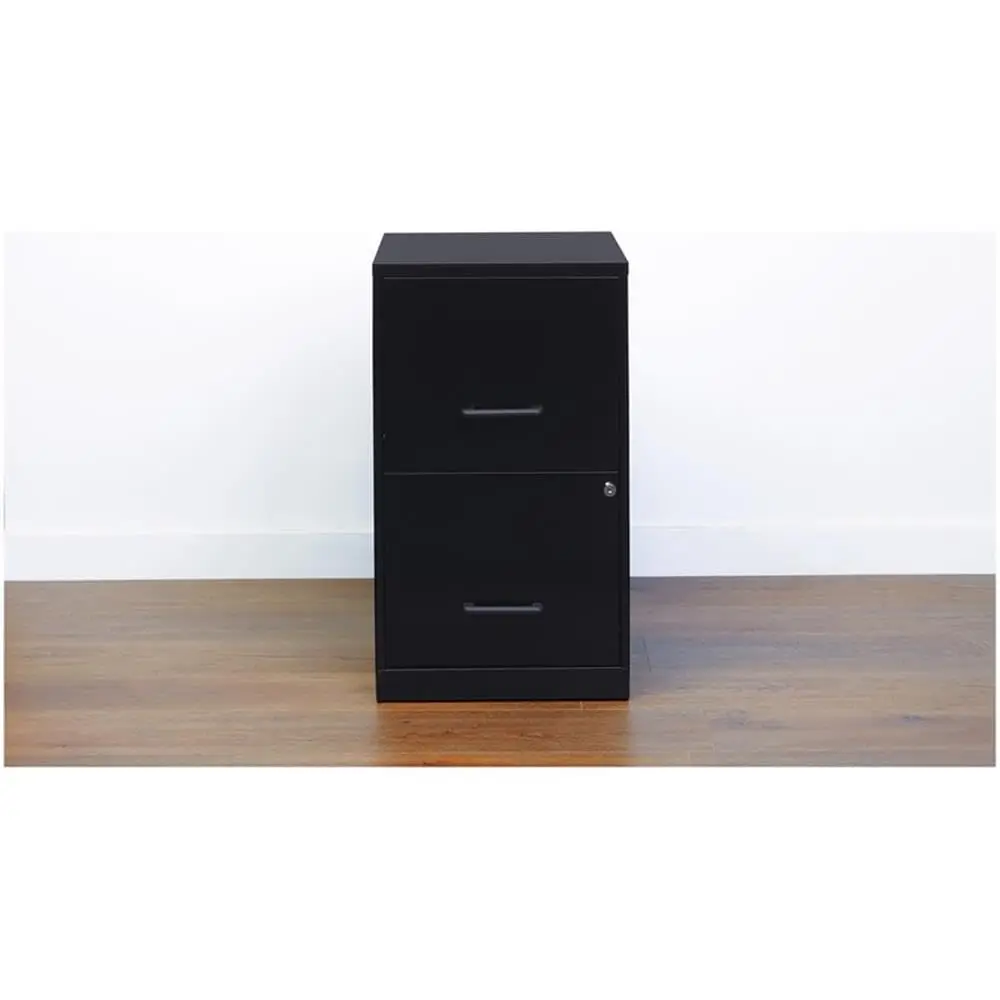 Modern Metal 2-Drawer Filing Cabinet, Locking Letter-Size Storage, Compact Home & Office, 18