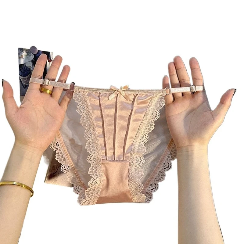 

Французские сексуальные дышащие регулируемые трусики с низкой талией для девочек, атласные трусики с бантом, стиль Pure Desire, студенческие трусики с подтяжкой бедер, быстросохнущие