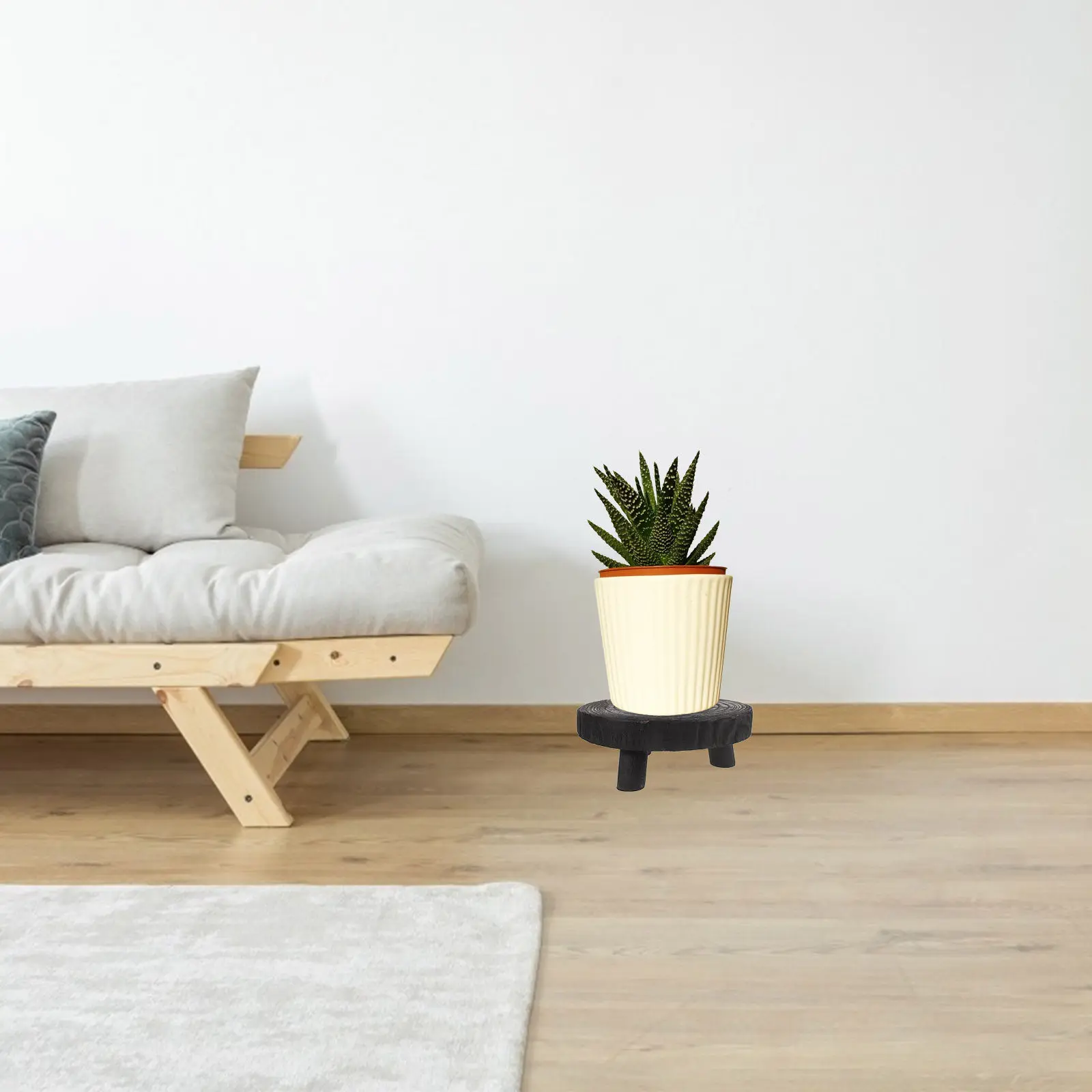 Round Wood Pedestal Stand Premium Solid Wood Display Riser for Plants Pots Tea Cups Desserts Home Decor Indoor Party Photo Prop
