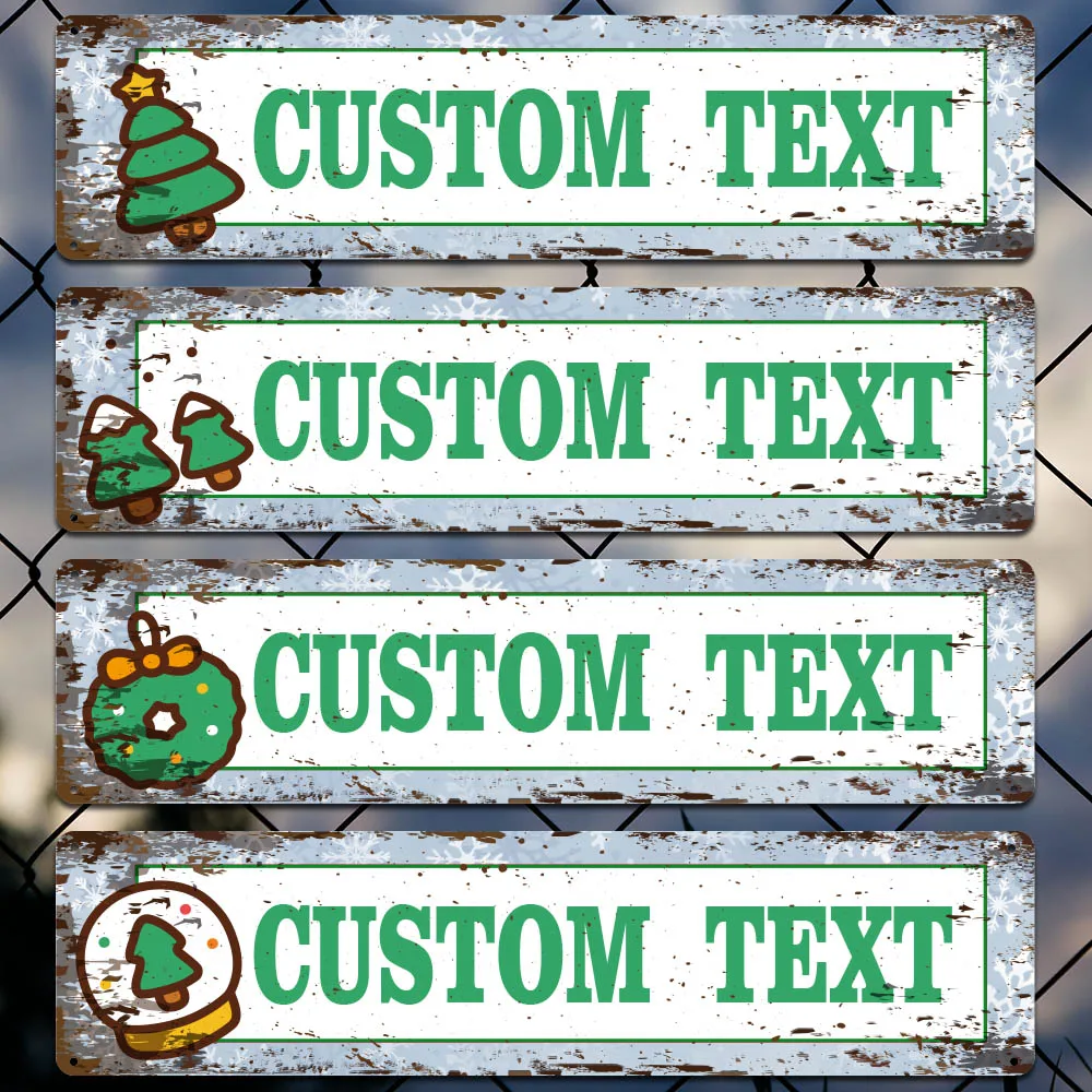 1pc Personalized Custom Christmas Metal Street Sign Custom Text Outdoor Metal Signs Room Decoration Aesthetic Room Decor