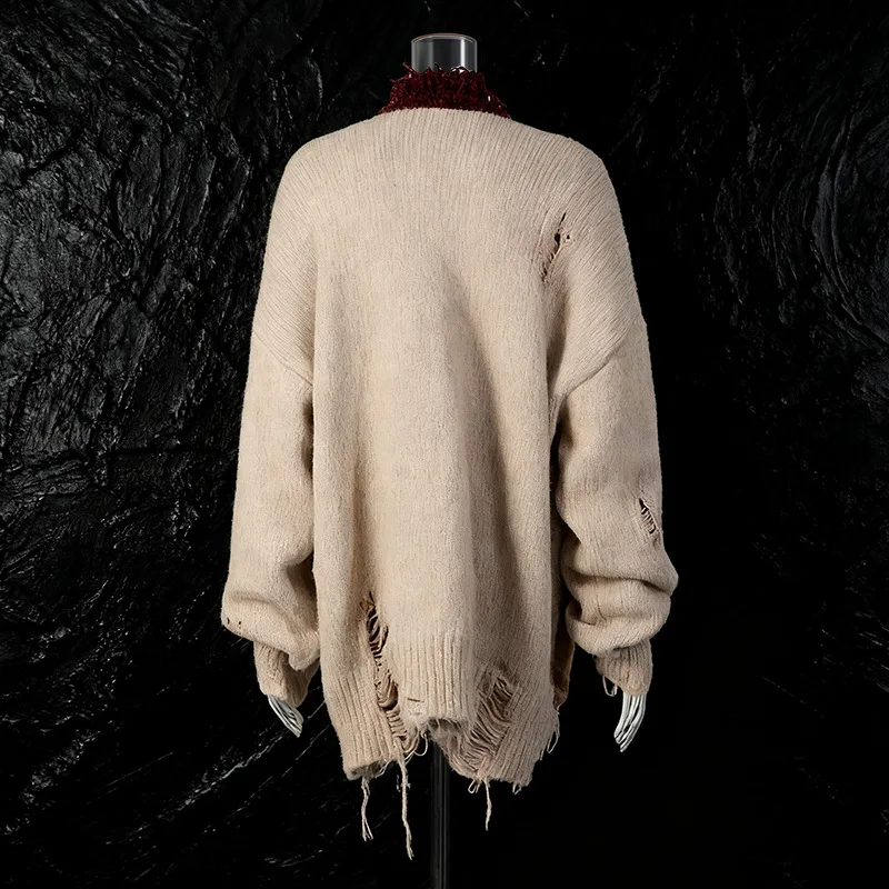 SuperAen ファッションニットコート 2025 冬新作 ルーズフィット 細見え コントラストカラー ポケットデザイン シングルブレスト 個性的なセーター